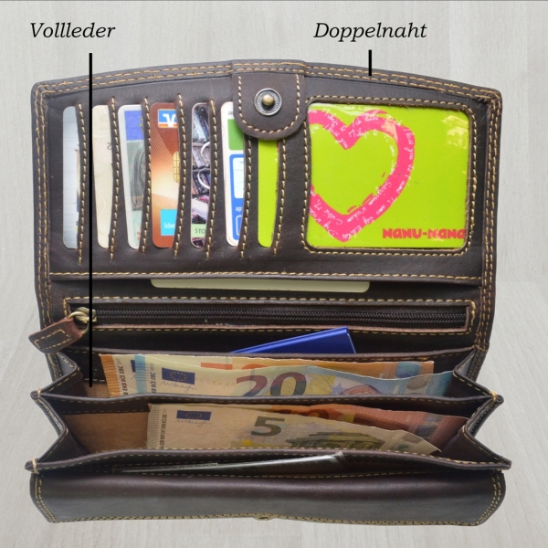 RFID Schutz Große Leder Damen Brieftasche Vintage mit Adler Motiv Biker Geldbörse